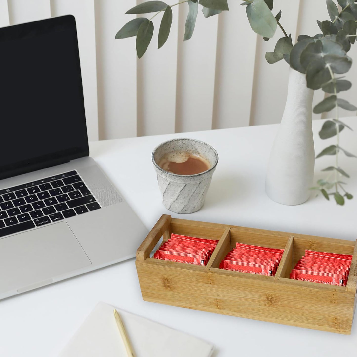 3-Slot Tea Bamboo Storage Caddy
