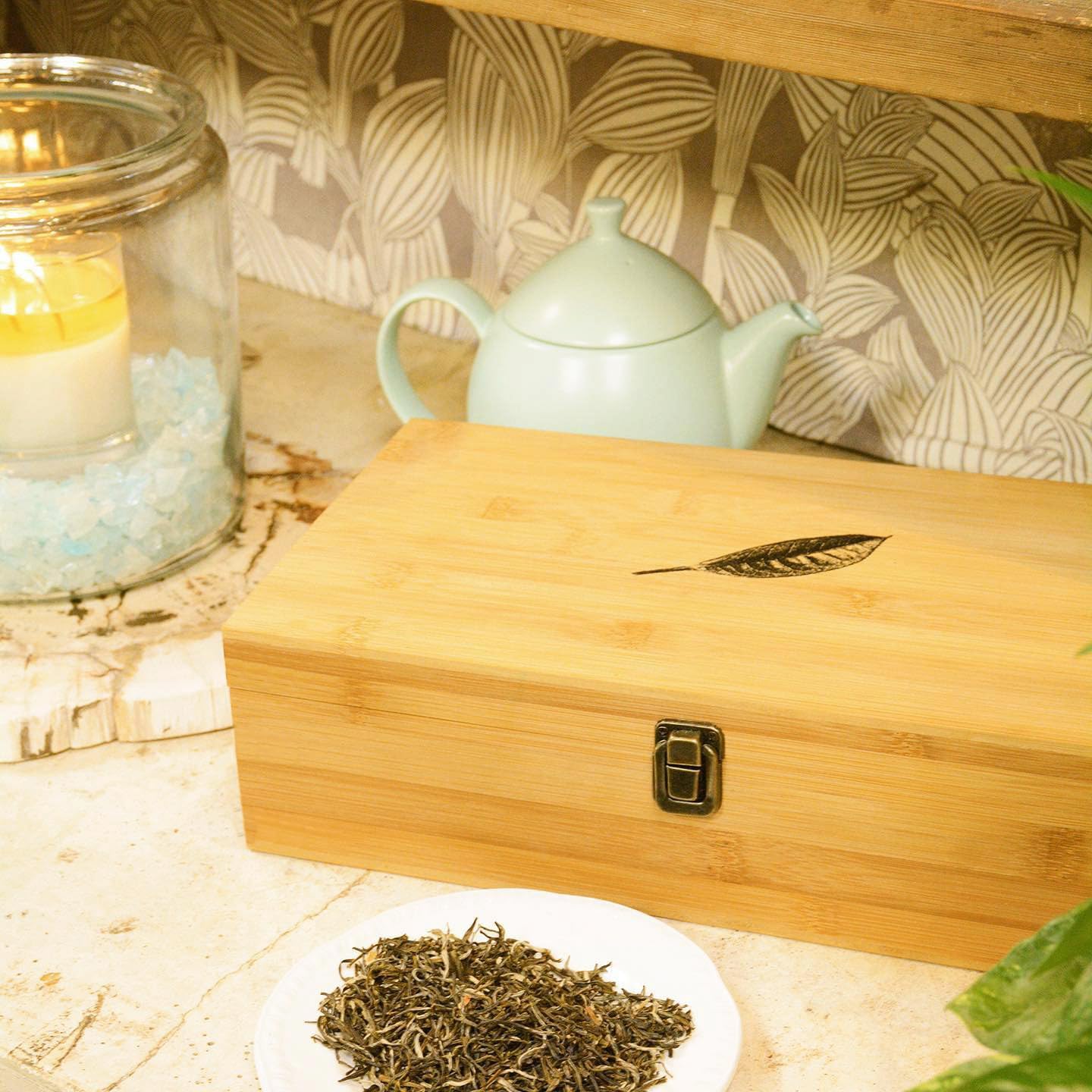 8-Slot Tea Leaf Bamboo Organizer Box
