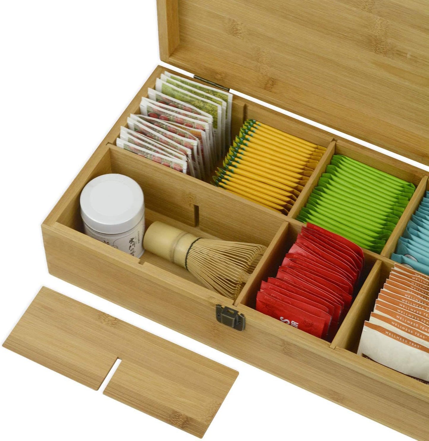 8-Slot Bamboo Tea Organizer Box