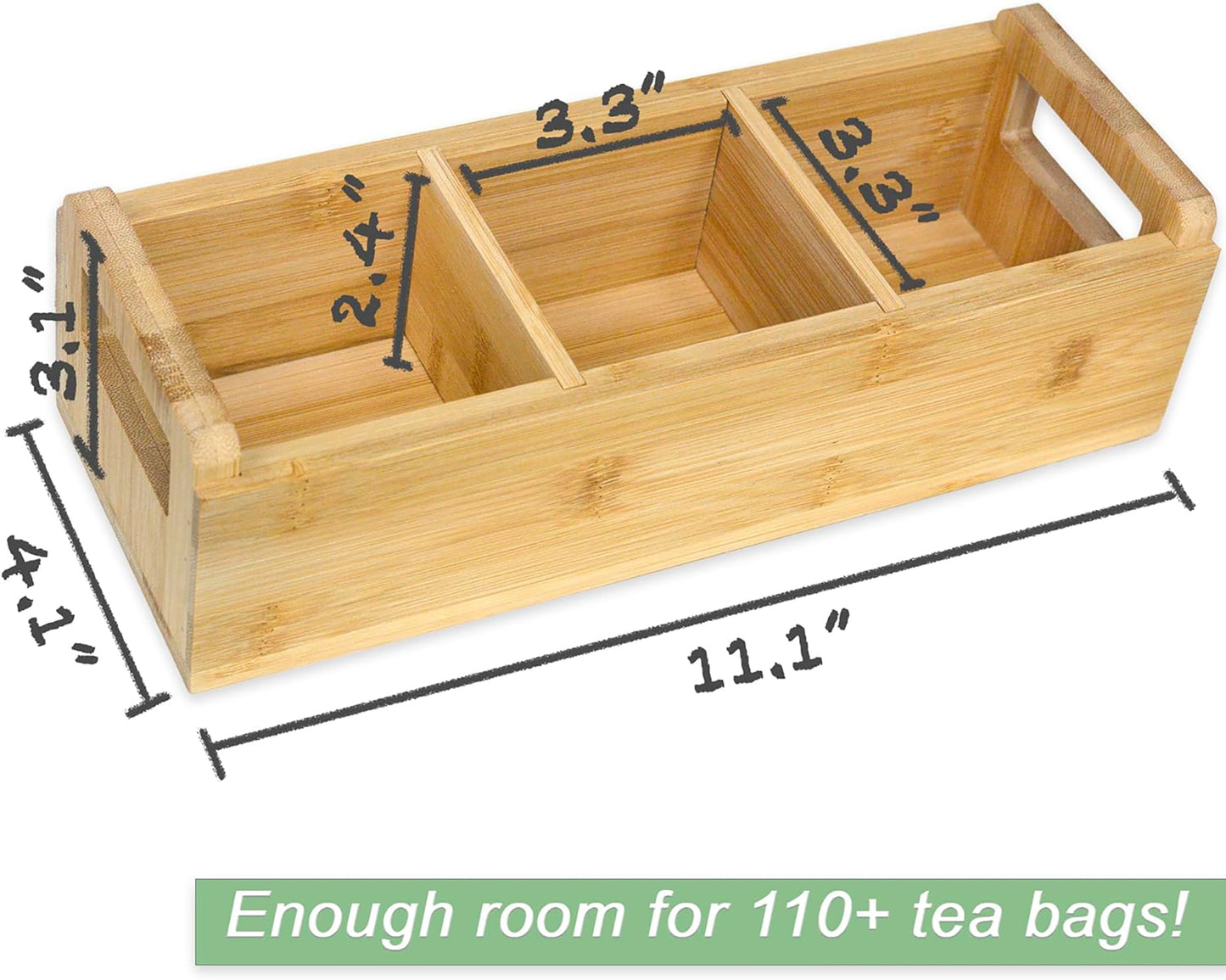 3-Slot Food Safe Bamboo Storage & Organization Caddy