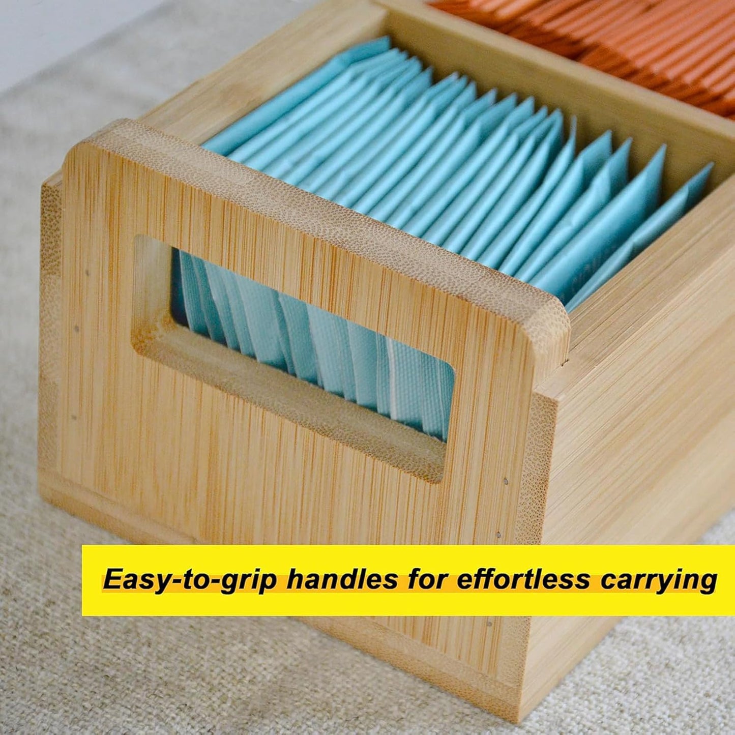 3-Slot Bamboo Tea Caddy with Tea Pot Design