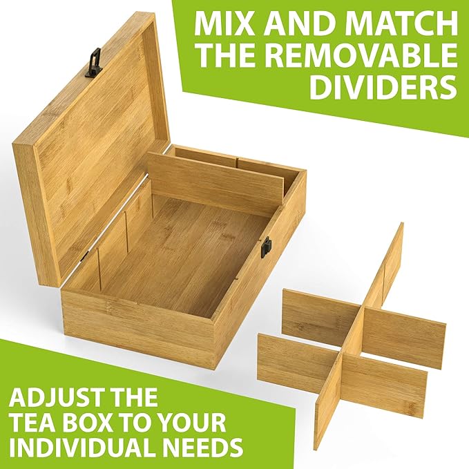 8-Slot Bamboo Tea Organizer Box