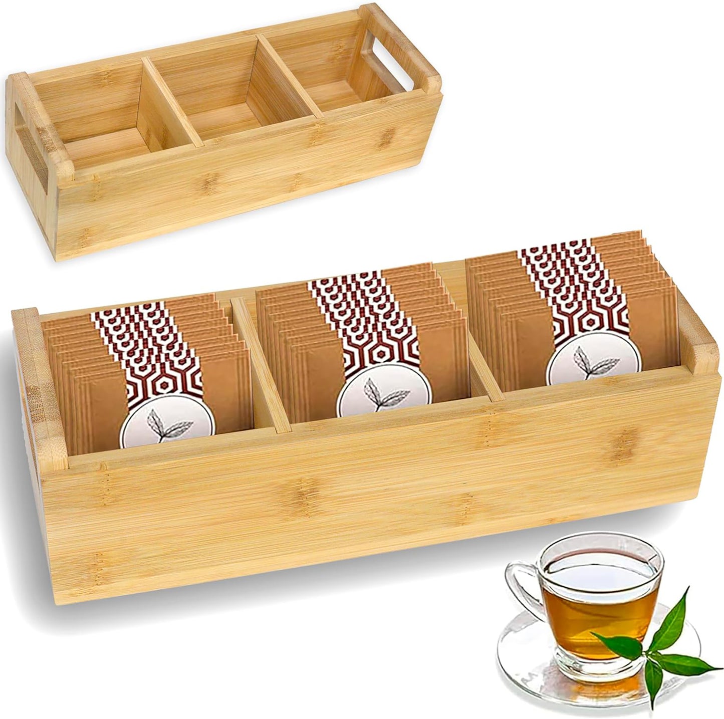 3-Slot Food Safe Bamboo Storage & Organization Caddy