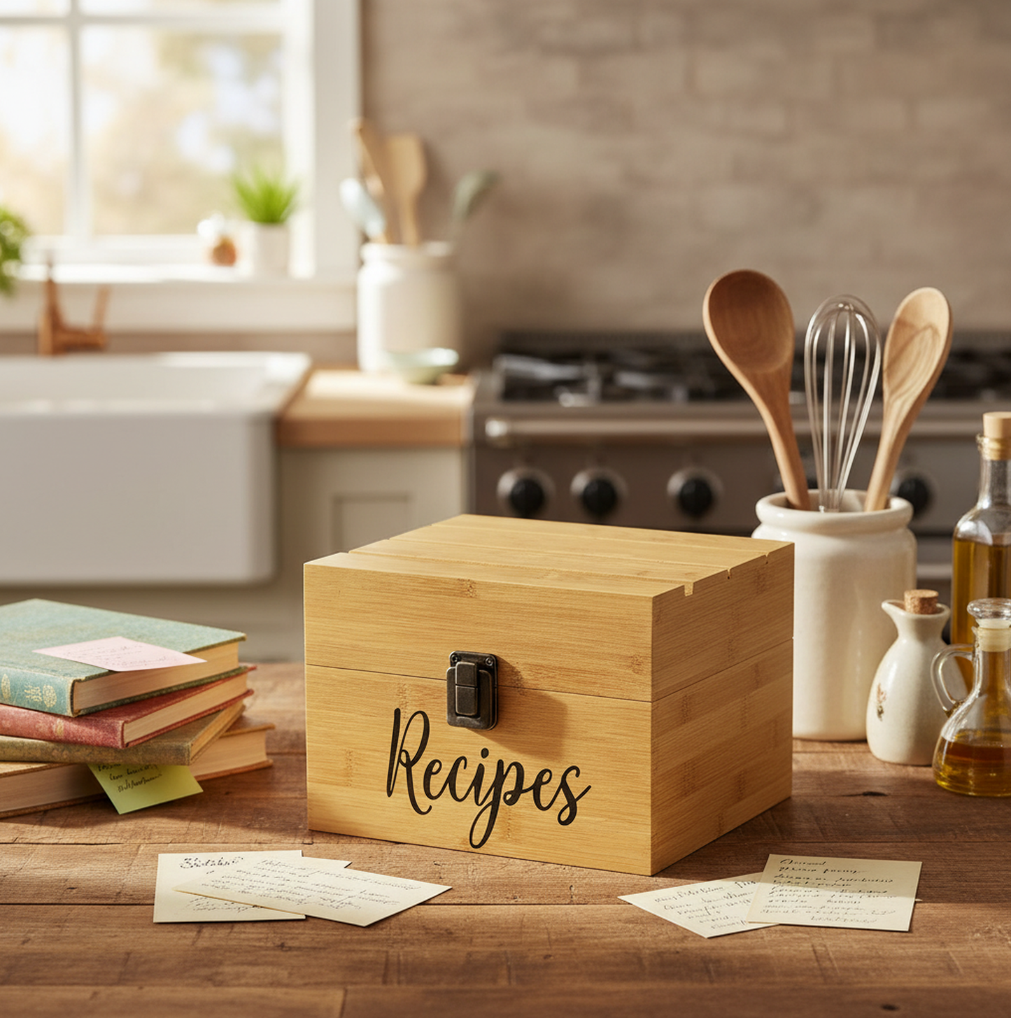 4"x6" Recipe Card Holder Bamboo Chest