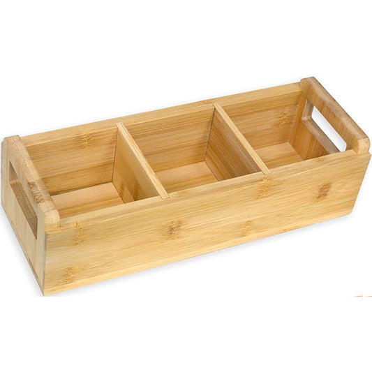 3-Slot Food Safe Bamboo Storage & Organization Caddy