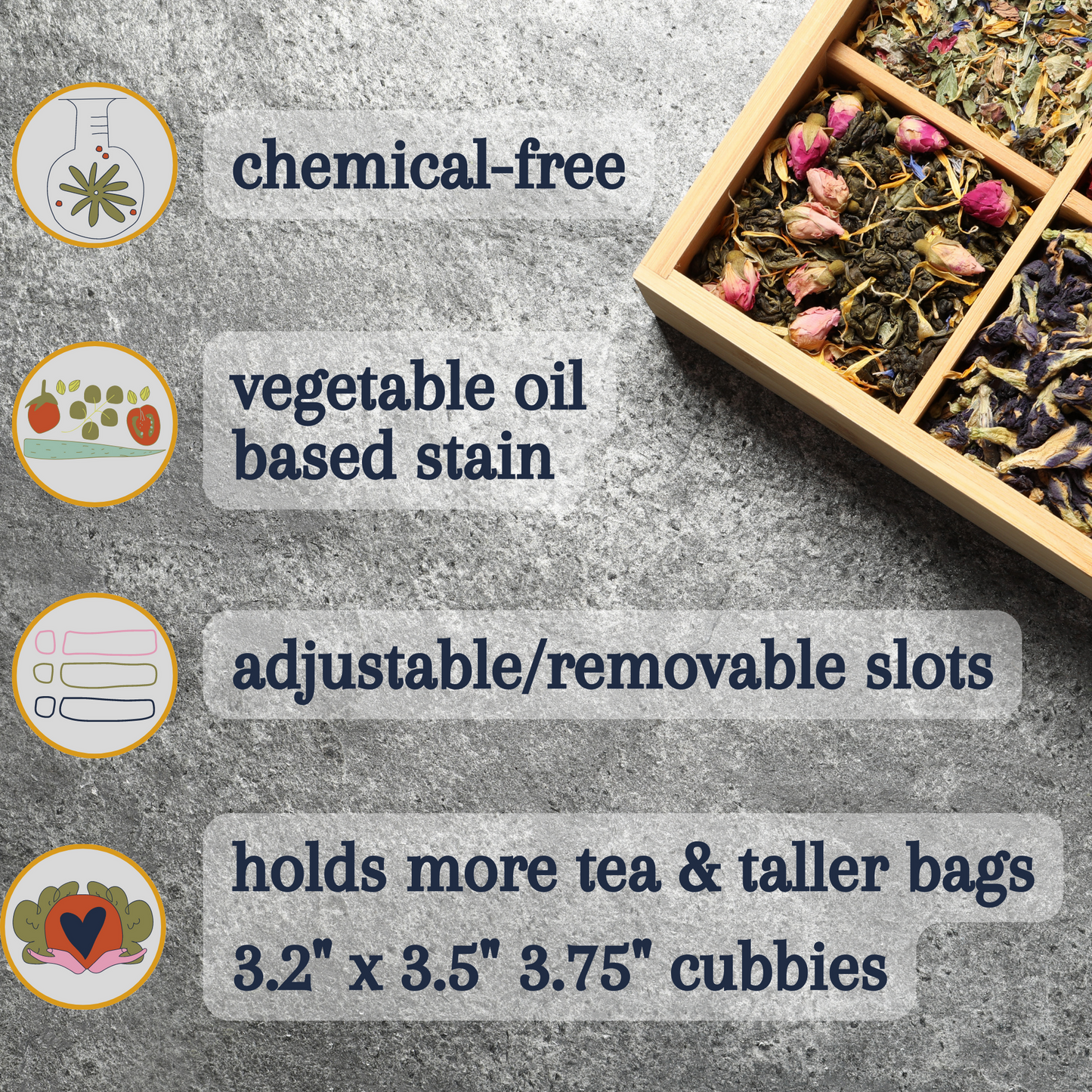 8-Slot Tea Leaf Bamboo Organizer Box