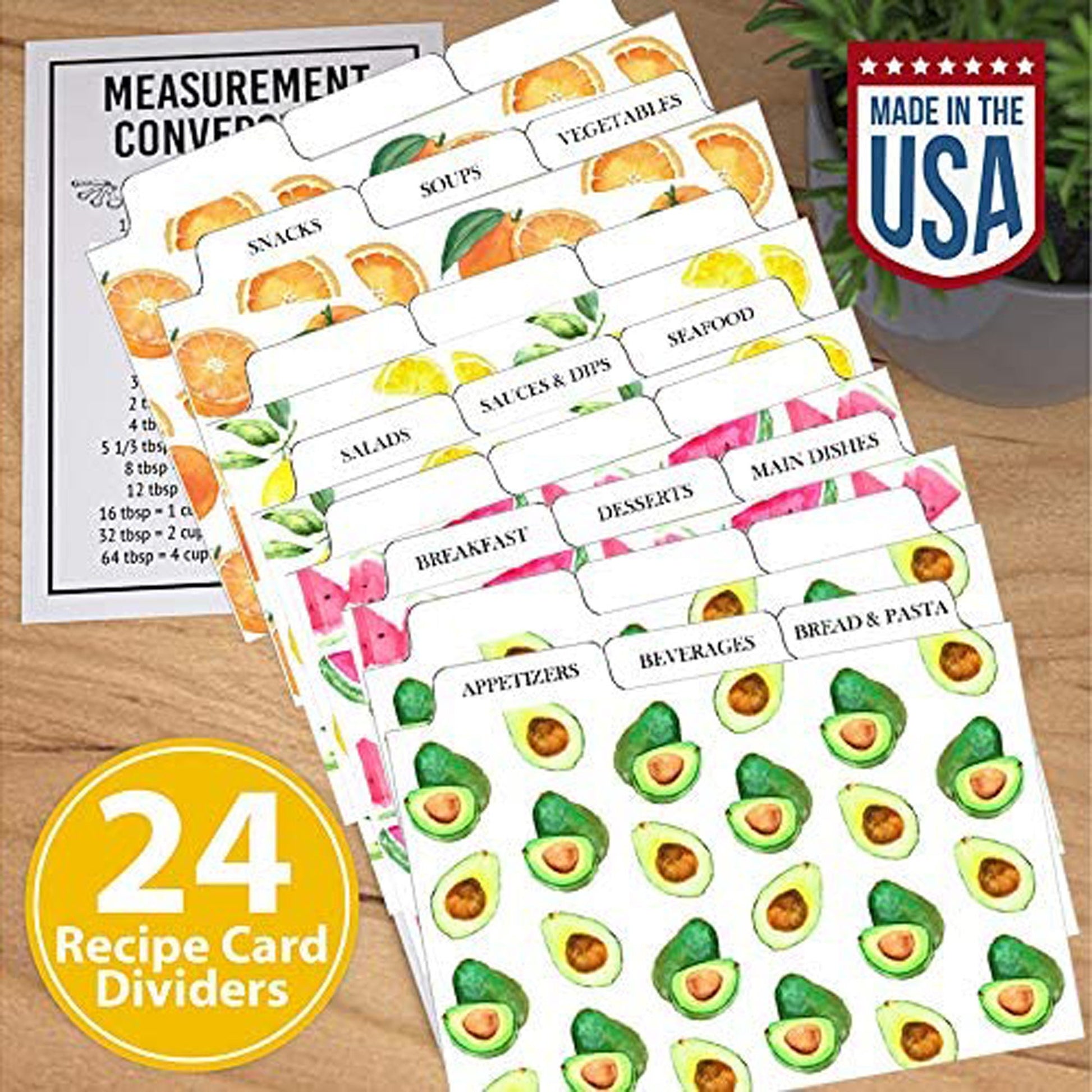Made with Love Farmhouse Recipe Box, 100 Recipe Cards, Card Protector + 24 Dividers | White Wooden Kitchen Storage Chest for 4x6 Index Cards