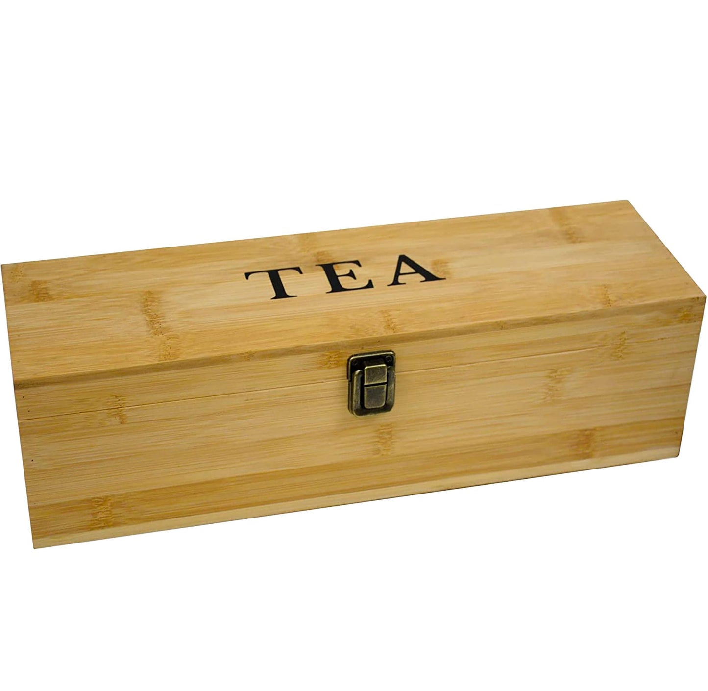 Bamboo Tea Organizer Box, Countertop Storage Chest with 4 Adjustable Slot Compartments | Minimalist, Purposeful, Moden, Rustic Kitchen Decor