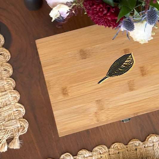 6-Slot Bamboo Tea Organizer Box, Countertop Storage Chest with 4 Adjustable Slot Compartments - Eco-Friendly Chemical Free Lacquer Finish