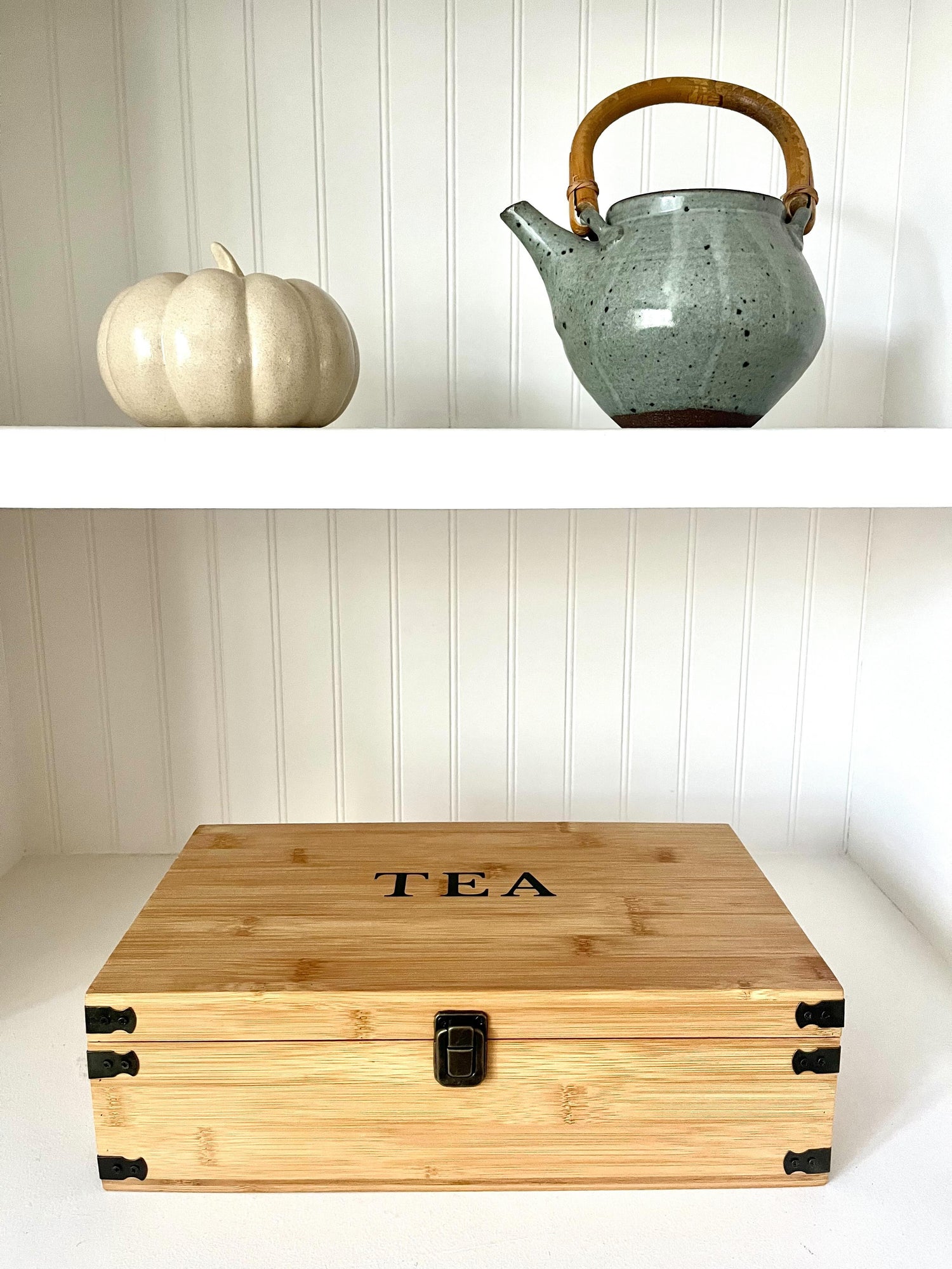 6-Slot Bamboo Tea Organizer Box, Countertop Storage Chest with 4 Adjustable  Slot Compartments - Eco-Friendly Chemical Free Lacquer Finish