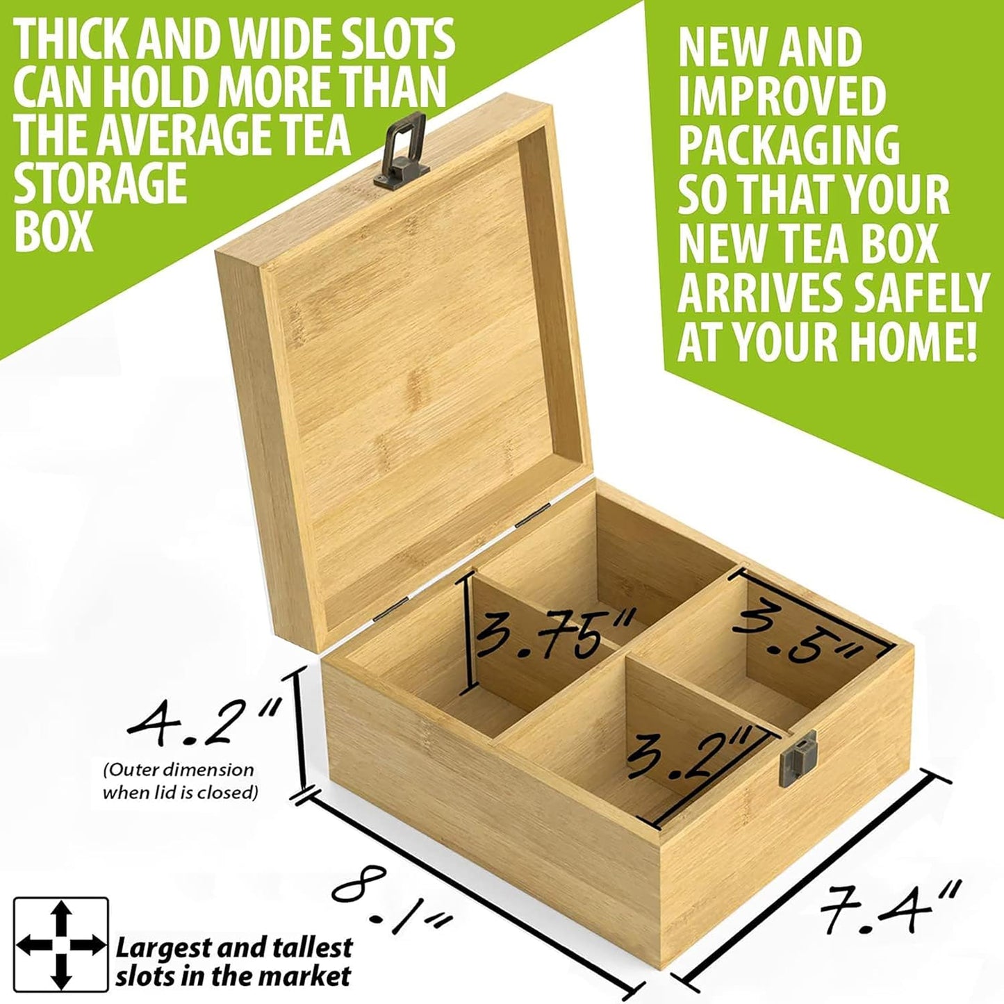 4-Slot Blank Food-Safe Bamboo Storage Box