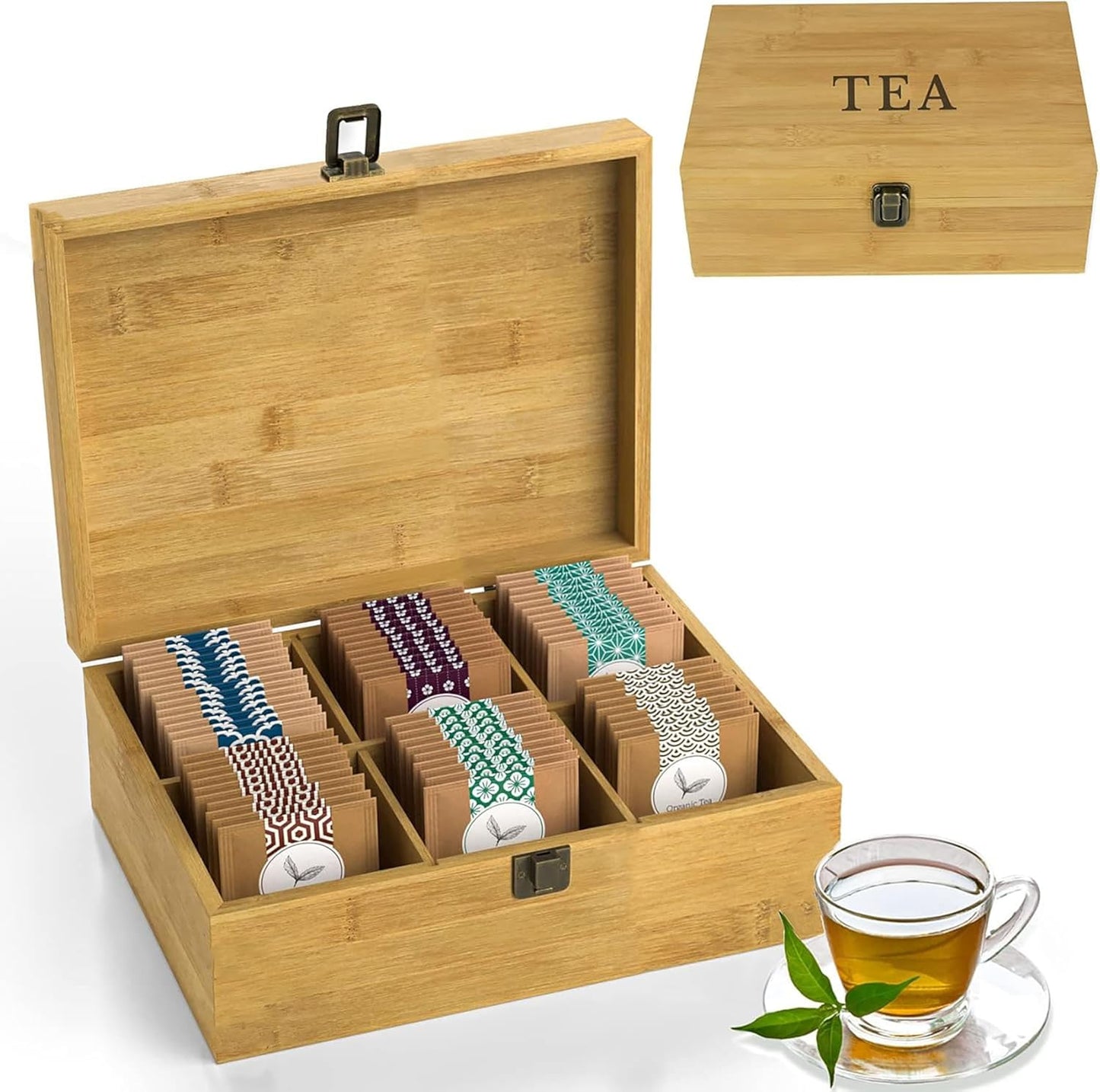 6-Slot Tea Bamboo Organizer Box