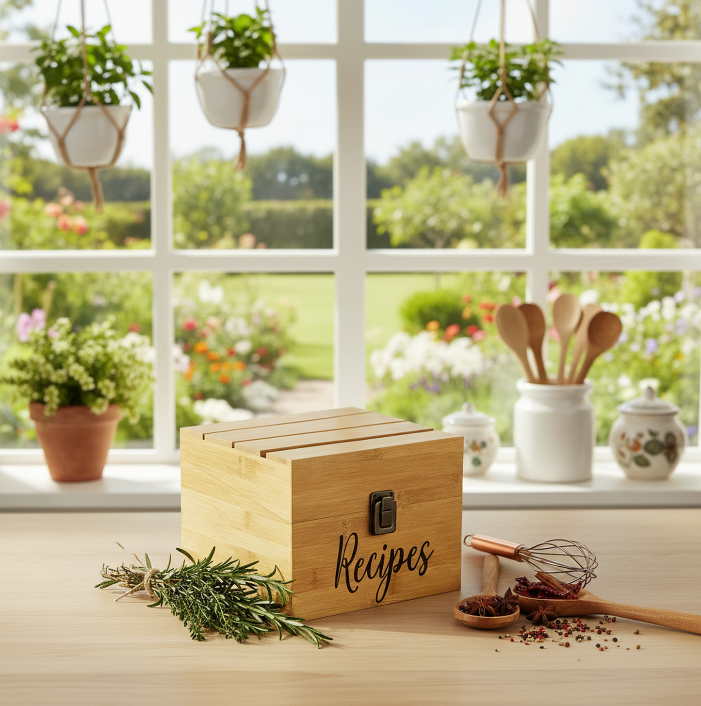 4"x6" Recipe Card Holder Bamboo Chest