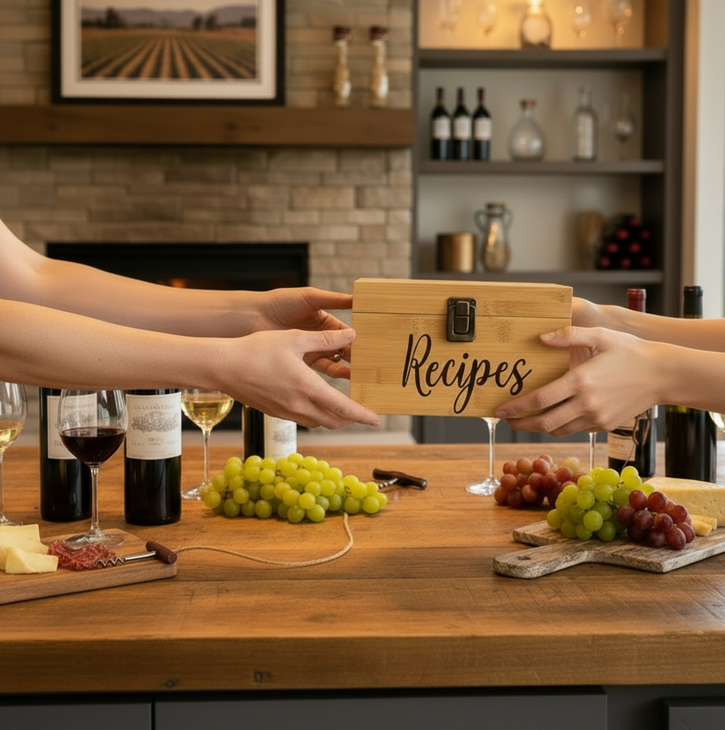 4"x6" Recipe Card Holder Bamboo Chest