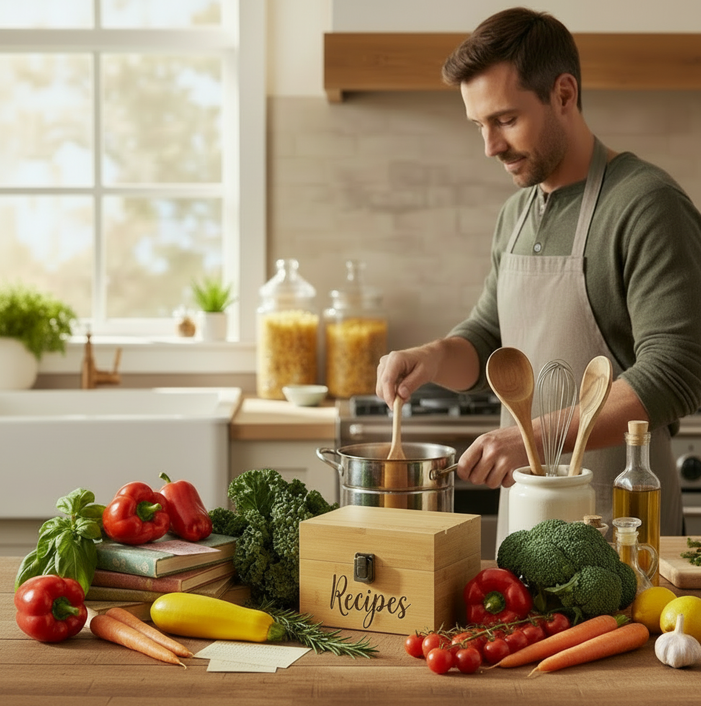 4"x6" Recipe Card Holder Bamboo Chest