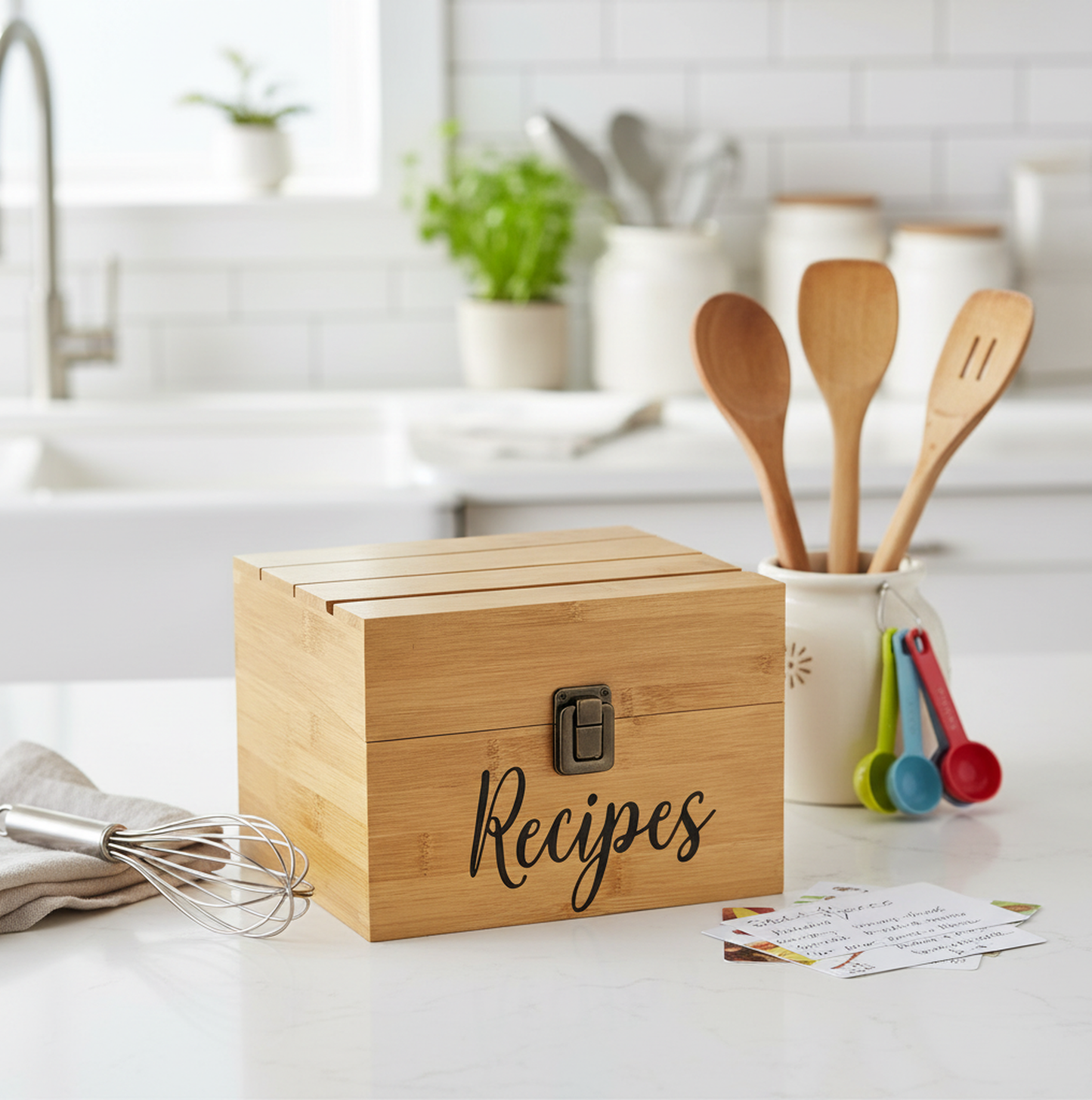 4"x6" Recipe Card Holder Bamboo Chest