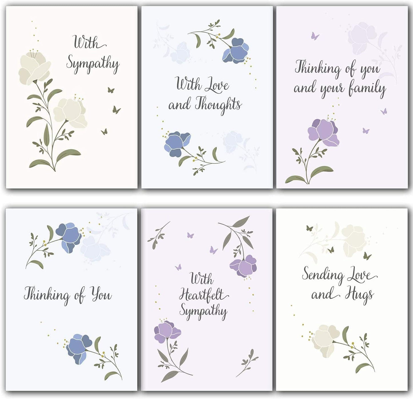 Zen Earth Inspired Assorted Sympathy Cards + Envelopes 24 Pack 4"x6" Condolances