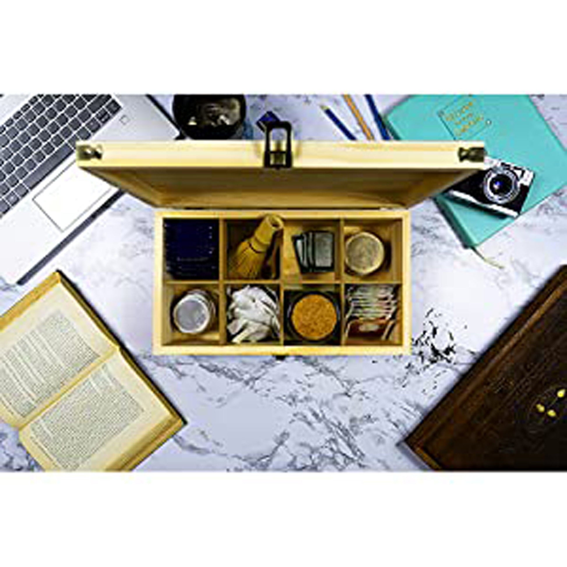 6-Slot Bamboo Tea Organizer Box, Countertop Storage Chest with 4 Adjus –  Zen Earth Inspired